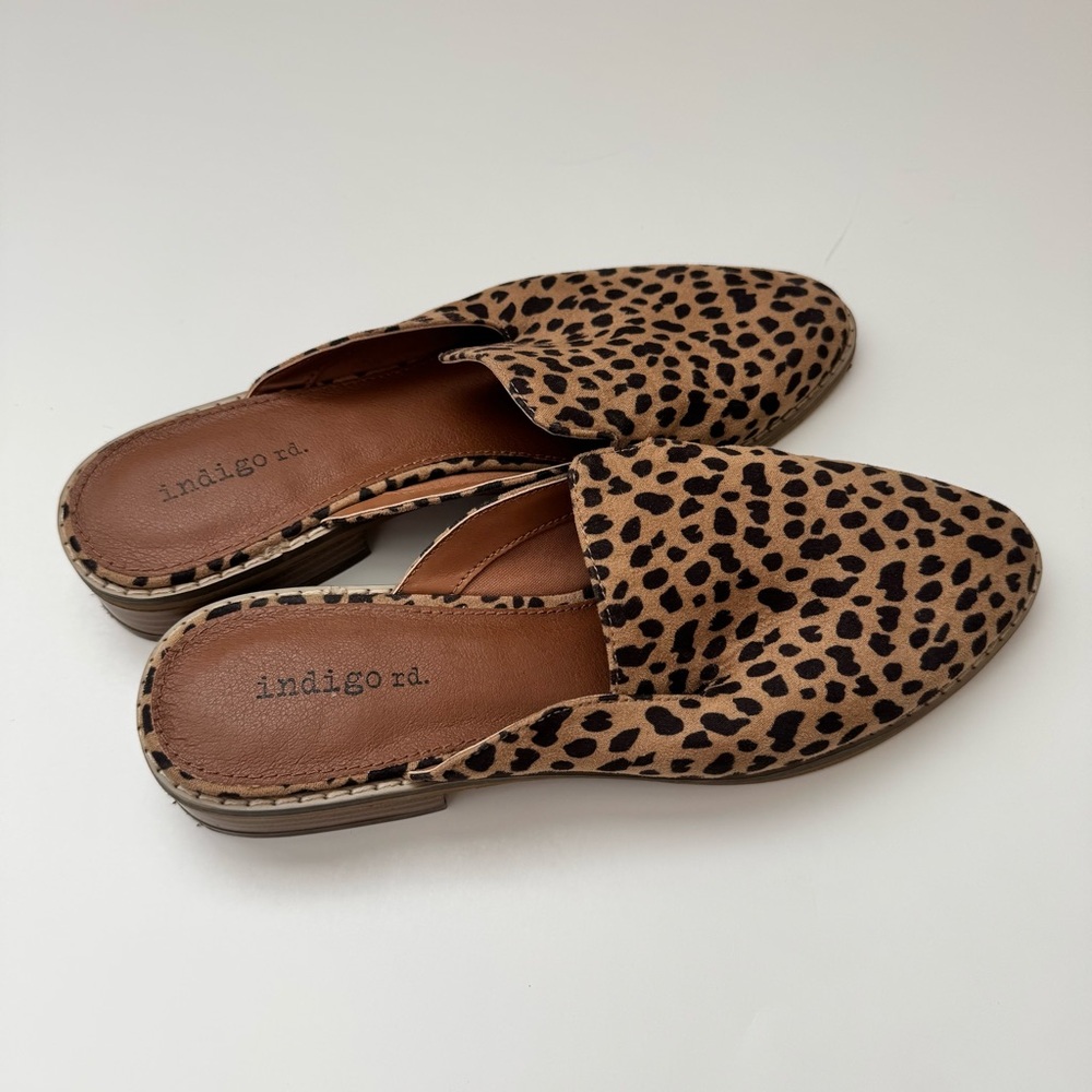 Indigo Leopard Mules